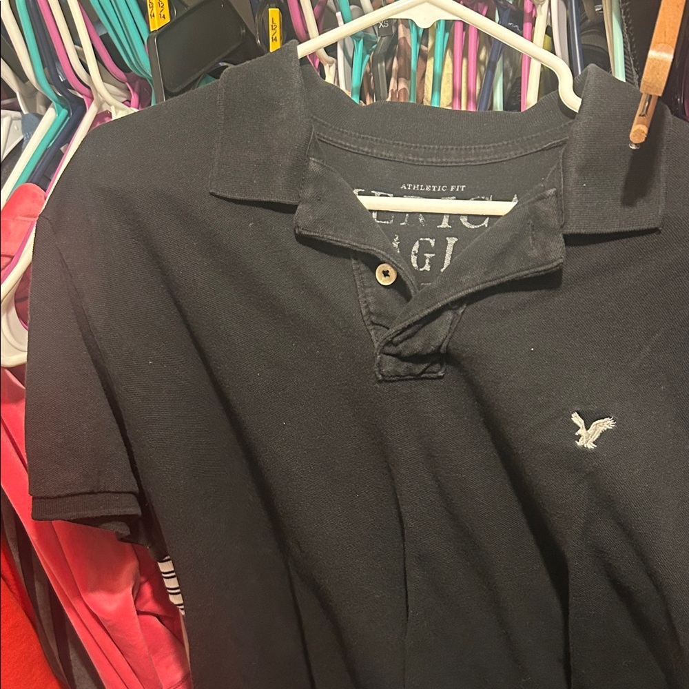 American Eagle Outfitters Black Polo Shirt